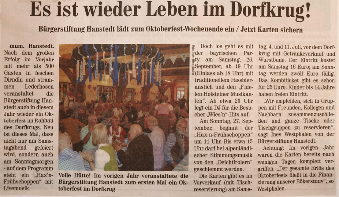 Jul_2015 Nordheide Wochenblatt_WiederLebenImDorfkrug
